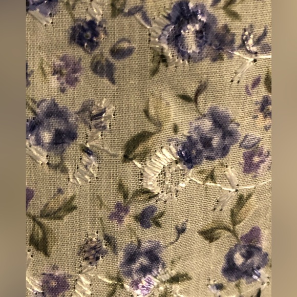 Vintage Sage Green and Purple Floral Dress - Picture 4 of 8